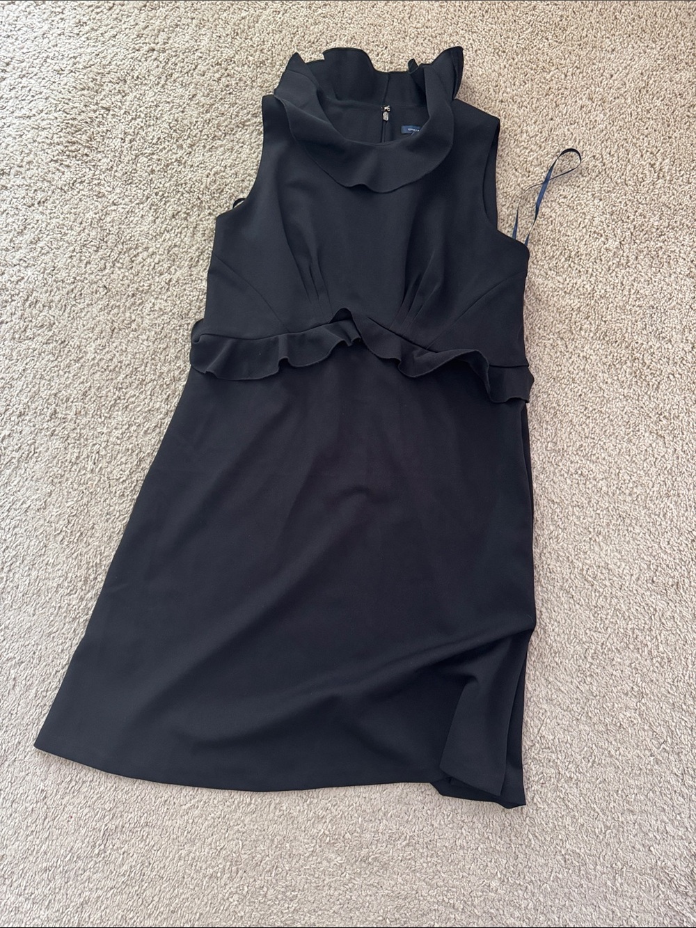 Tommy Hilfiger Black Sleeveless Ruffle-Neck Mini Dress